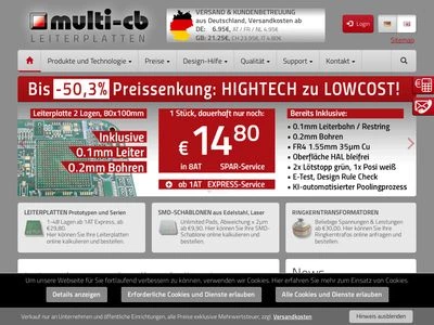 Website von Multi Leiterplatten GmbH