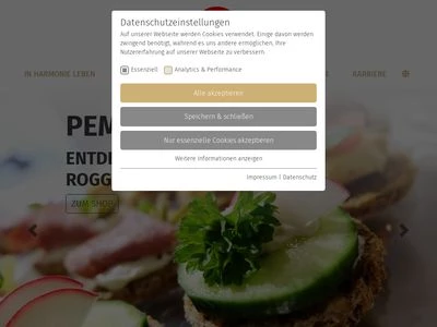 Website von PEMA Vollkorn-Spezialitäten GmbH & Co.  KG