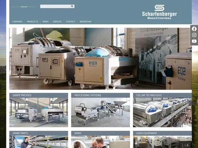 Website von Scharfenberger GmbH & Co. KG Maschinenbau