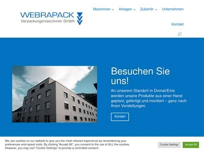 Website von Webrapack Verpackungsmaschinen GmbH
