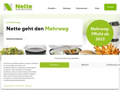 Website von Nette Papier GmbH