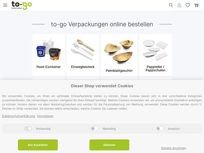 Website von TO-GO Verpackungen Vertriebs GmbH & Co. KG