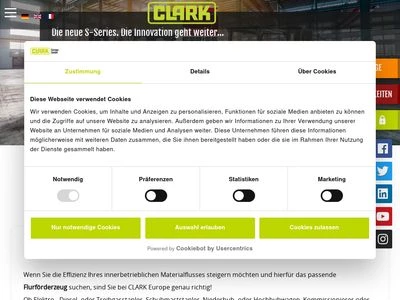 Website von CLARK Europe GmbH