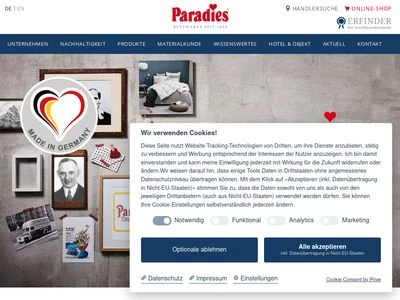 Website von Paradies GmbH