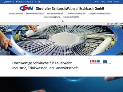 Website von Ohrdrufer SchlauchWeberei Eschbach GmbH
