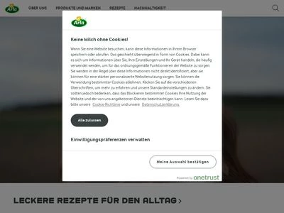 Website von Arla Foods Deutschland GmbH