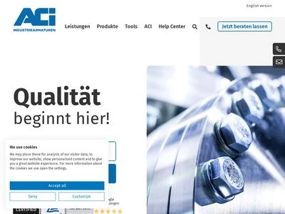 Website von ACI Industriearmaturen GmbH