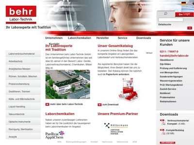 Website von behr Labor-Technik GmbH