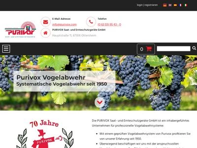 Website von PURIVOX Saat- und Ernteschutzgeräte GmbH