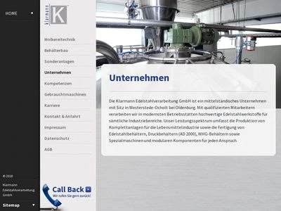 Website von Klarmann Edelstahl Technik GmbH