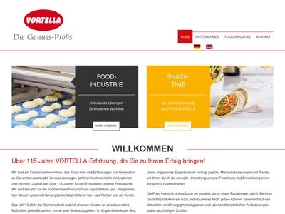 Website von VORTELLA Lebensmittelwerk W. Vortmeyer GmbH