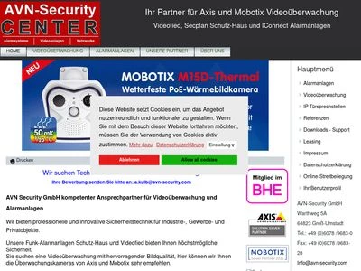 Website von AVN-Security GmbH