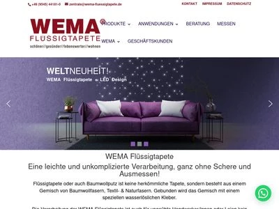 Website von WEMA-Flüssigtapete e.K.