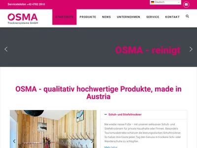 Website von OSMA Trocknersysteme GmbH