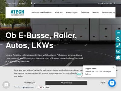 Website von ATECH Antriebstechnik für Elektrofahrzeuge Vertriebs GmbH