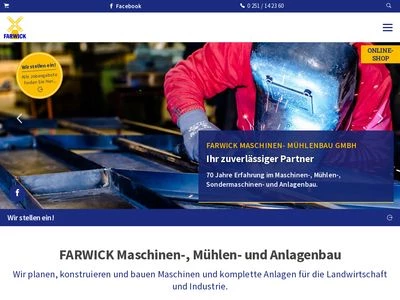 Website von Farwick Maschinen-Mühlenbau GmbH
