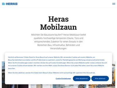 Website von Heras Mobilzaun GmbH