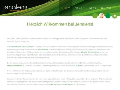Website von Jenalens Kontaktlinsen Technologie GmbH