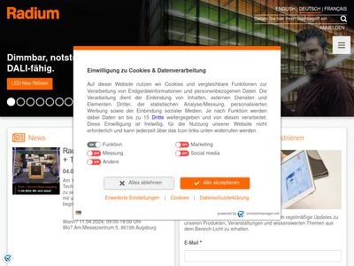 Website von Radium Lampenwerk GmbH