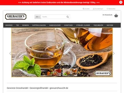 Website von Grubauers Gewürze & Teegroßhandel