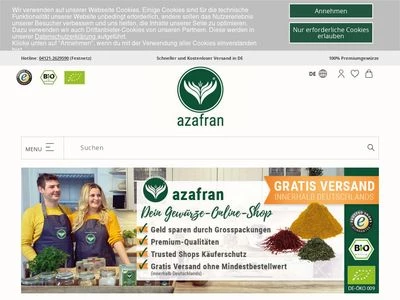 Website von Azafran GmbH