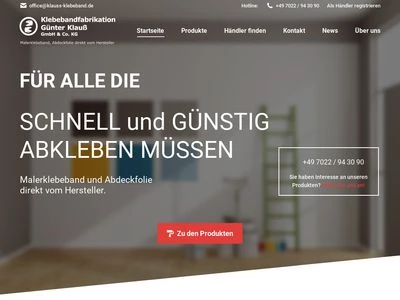 Website von Klebebandfabrikation Günter Klauß GmbH & Co. KG