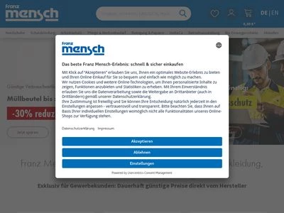 Website von Franz Mensch GmbH