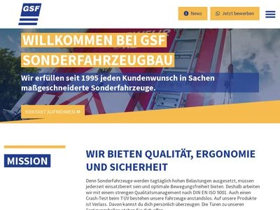 Website von GSF Sonderfahrzeugbau GmbH
