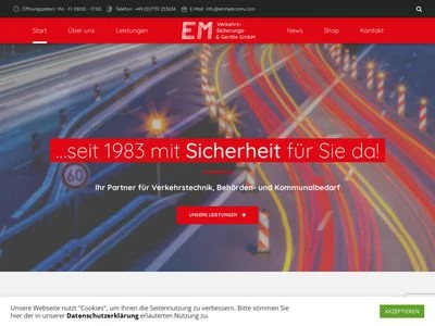 Website von EM Verkehrs- Sicherungs- & Geräte GmbH