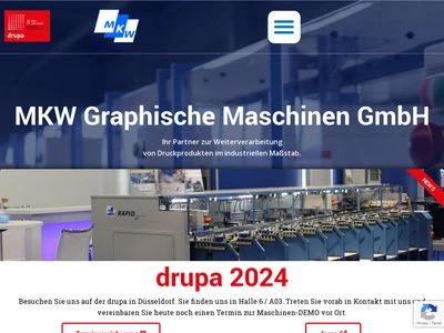 Website von MKW Graphische Maschinen GmbH