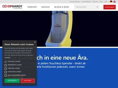 Website von Ophardt Product GmbH + Co. KG