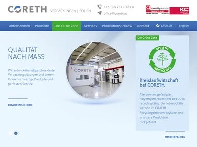 Website von G. Coreth Kunststoffverarbeitungs GmbH