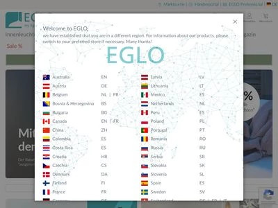 Website von EGLO Leuchten GmbH