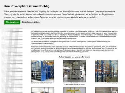 Website von Lindenberg Lagertechnik