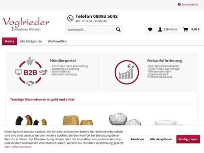 Website von MVG Voglrieder Möbelcollection GmbH