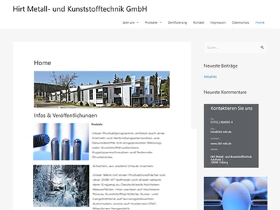 Website von HIRT Metall- und Kunststofftechnik GmbH