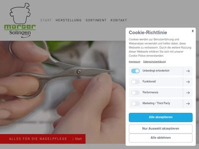 Website von Mörser Stahlwaren GmbH