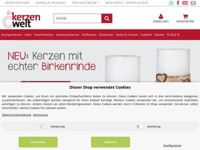 Website von Kerzenwelt Donabauer GmbH & Co KG