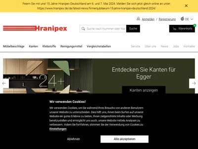 Website von Hranipex GmbH