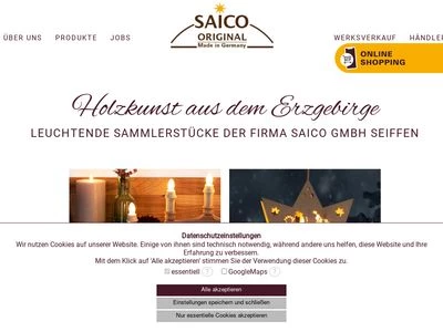 Website von Saico GmbH Seiffen