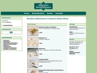 Website von Allgäuer Webrahmen