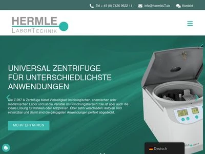 Website von HERMLE Labortechnik GmbH