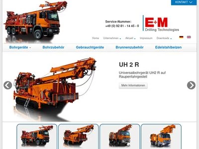 Website von E+M Drilling Technologies GmbH
