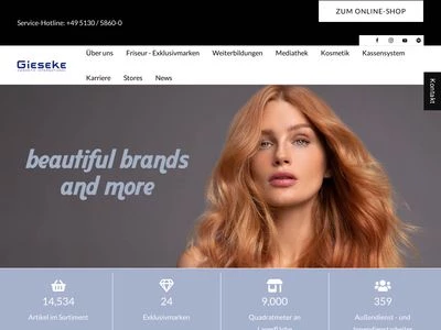 Website von Gieseke cosmetic GmbH