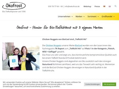 Website von Ökofrost GmbH