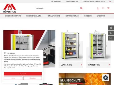Website von DÜPERTHAL SICHERHEITSTECHNIK GMBH & CO. KG