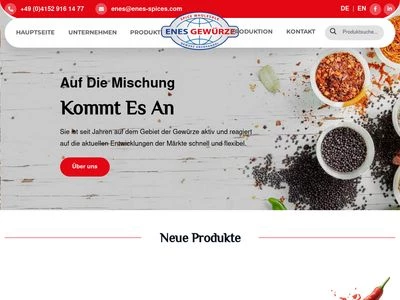 Website von ENES GEWÜRZE GmbH