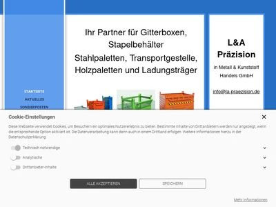 Website von L&A Präzision in Metall & Kunststoff Handels GmbH