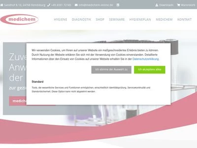 Website von medichem Vertriebs GmbH