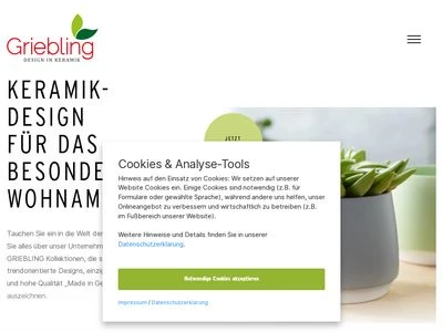 Website von Griebling Keramik GmbH & Co. KG